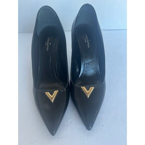 Louis Vuitton Heartbreaker Black Leather Slip On Stiletto Heel Pump Shoes Sz 5 - Picture 3 of 13